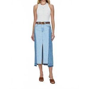 Pistola Alice High-Rise Light Wash Denim Midi Skirt
